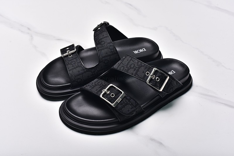 Dior Aqua Adjustable Strap Silent Slippers Men's Black