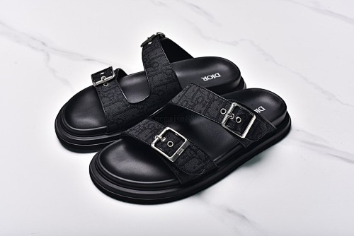 Dior Aqua Adjustable Strap Silent Slippers Men's Black