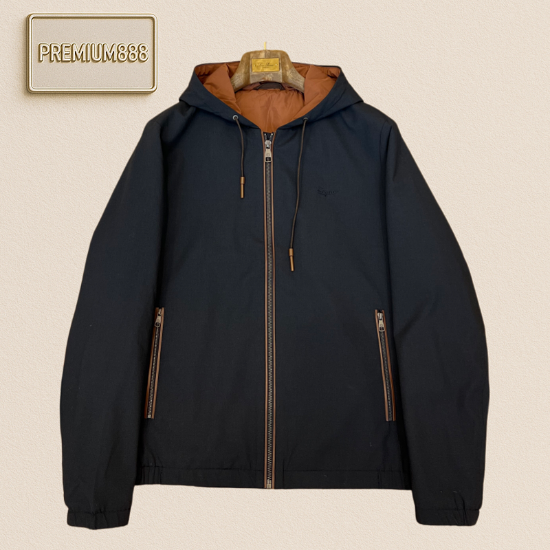Zegna Jenia Wool Blend Hooded Casual Jacket
