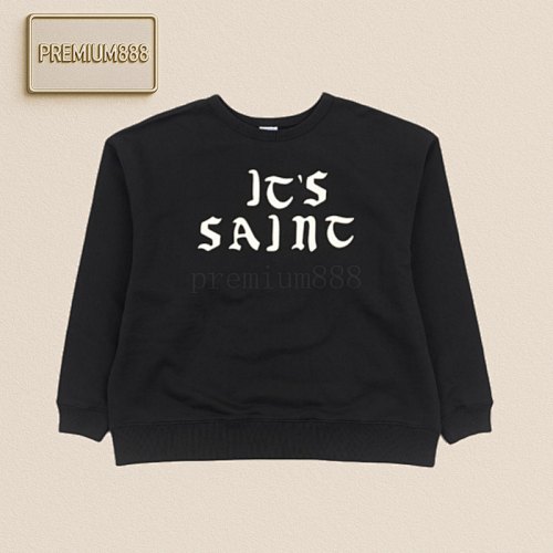 Saint Michael 24Fw Saint Gothic Velvet Letter Round Neck Hoodie