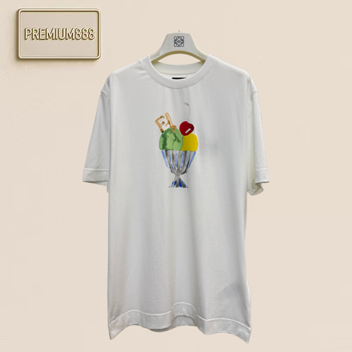 Fend Frozen Ice Cream Foamed Print Short-Sleeved T-Shirt