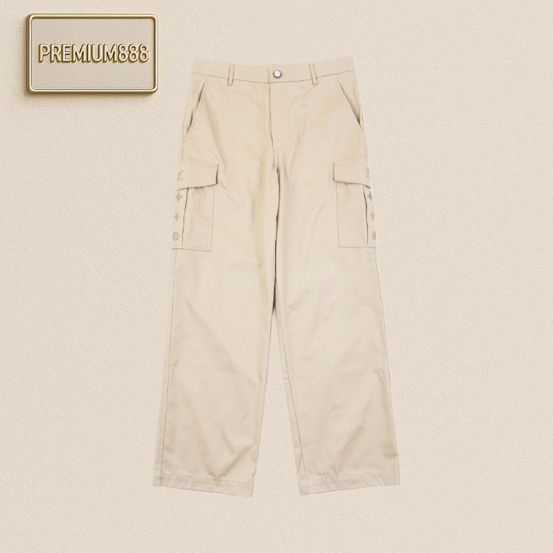 Louis Vuitton LV Multi-pocket Solid Embroidered Pants In Khaki