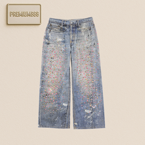 As 25Fw Nanqingshan Limited Edition Three-dimensional Rivet Denim Trousers