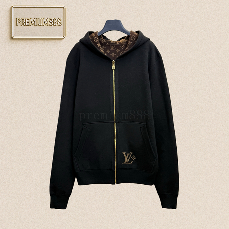 1v Louis Double-sided Lettered Jacquard Color-blocked Knitted Zipper Jacket