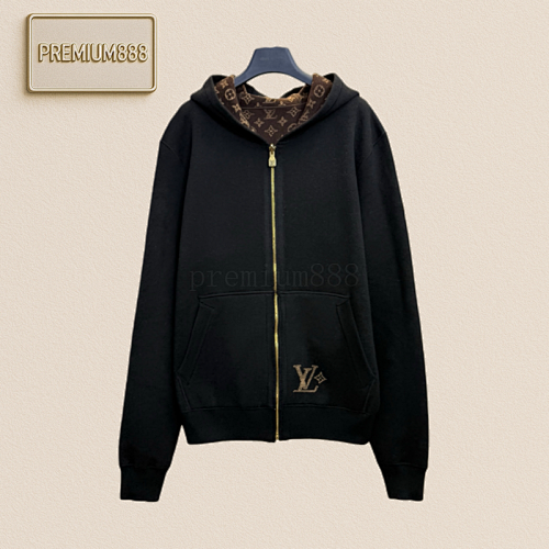 1v Louis Double-sided Lettered Jacquard Color-blocked Knitted Zipper Jacket