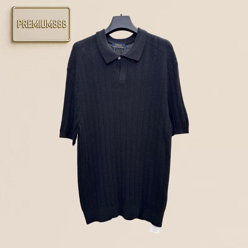 Polo Linen Stand-up Collar Knitted Polo Shirt Short Sleeves