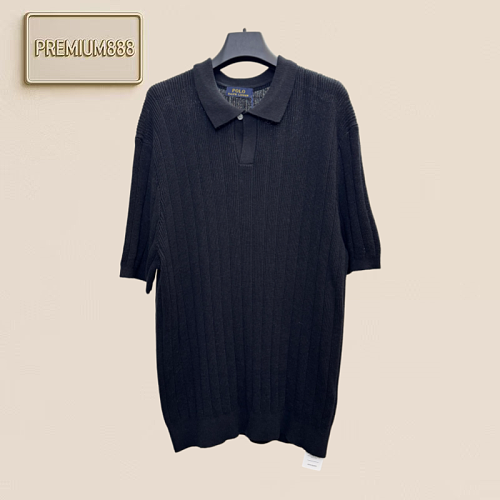 Polo Linen Stand-up Collar Knitted Polo Shirt Short Sleeves