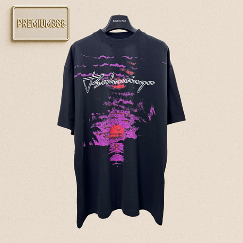 Balenciaga 26ss Sunset-Sunset Pattern Short-Sleeved T-Shirt