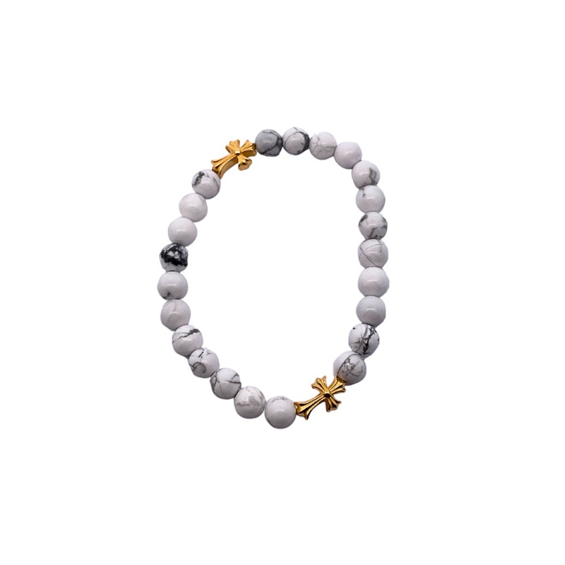 Chrome Hearts CH Rome Hearts Cross Gold-plated White Agate Bracelet