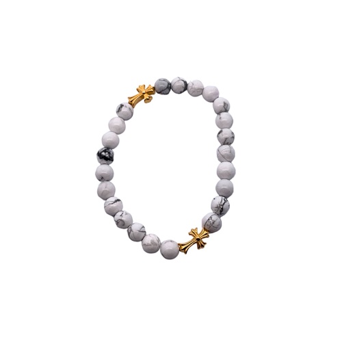 Chrome Hearts CH Rome Hearts Cross Gold-plated White Agate Bracelet