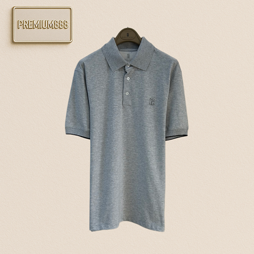BC Brunello Classic Collar Embroidered Logo Short-Sleeve Polo Shirt