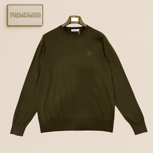 BC Brunello Round-neck Lightweight Embroidered Casual Long-Sleeve Knit Shirt