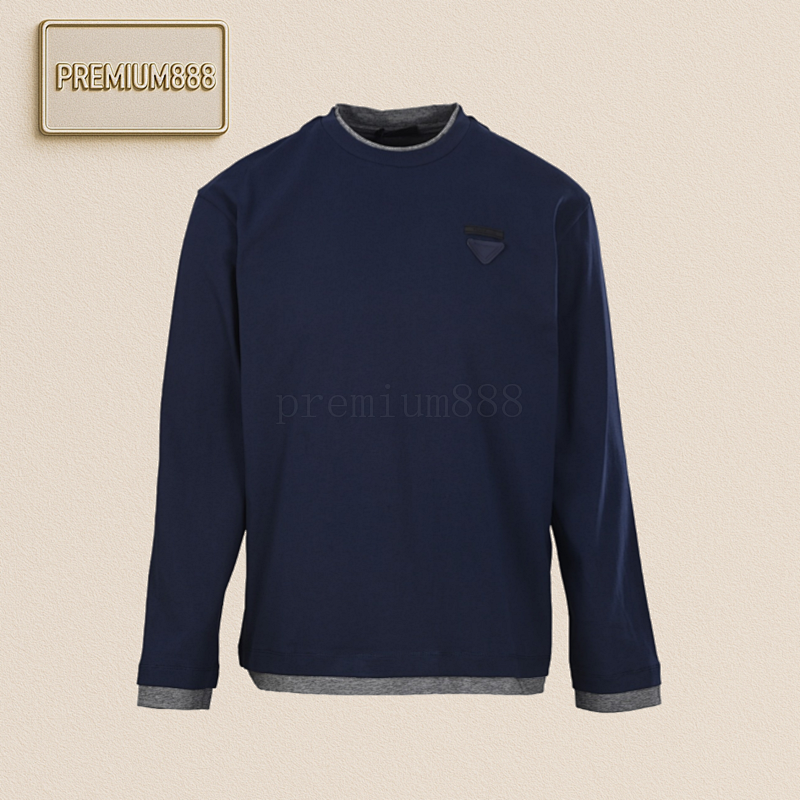 Prada Prd Fake Two-piece Two-color Round-neck Long-sleeved T-shirt