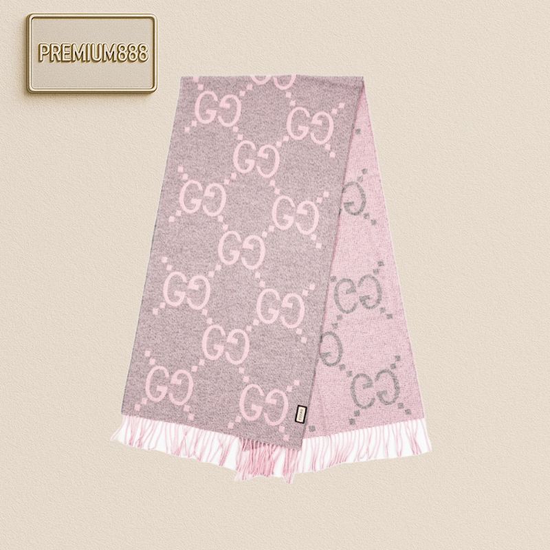 Gucci Double G Cashmere Jacquard Velvet Scarf In Pink