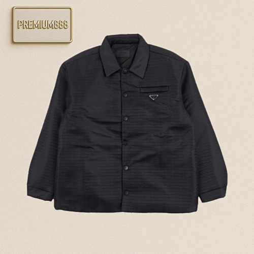 Prd 23Fw Triangular Label Jacquard Cotton-padded Jacket