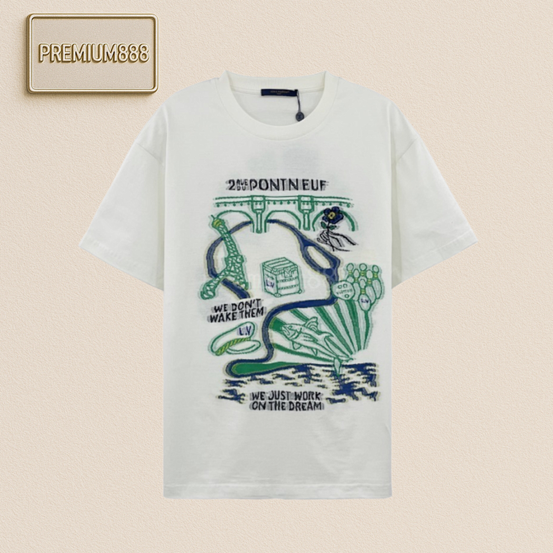 L V Five-color Flying Thread Jacquard T-shirt