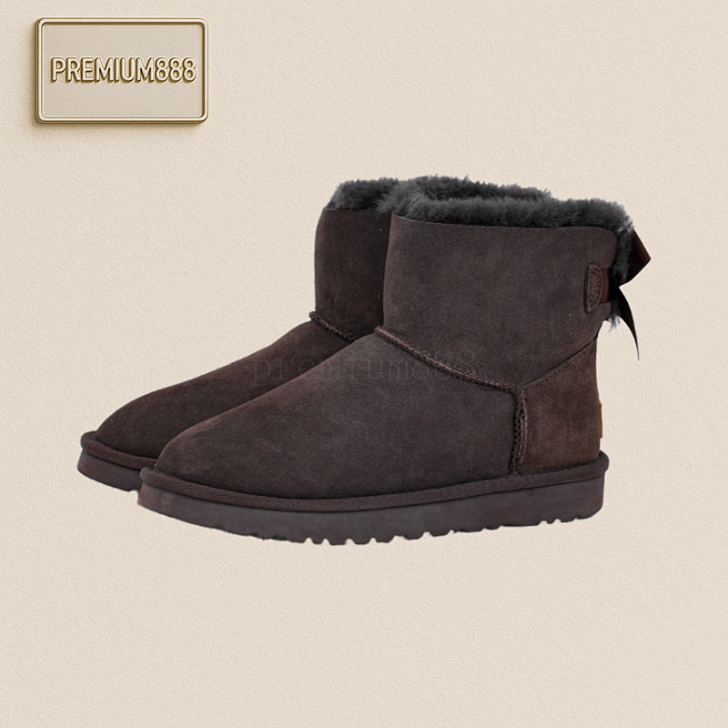 Ugg Bailey Mini Bow Sheepskin One-piece Snow Boots For Women