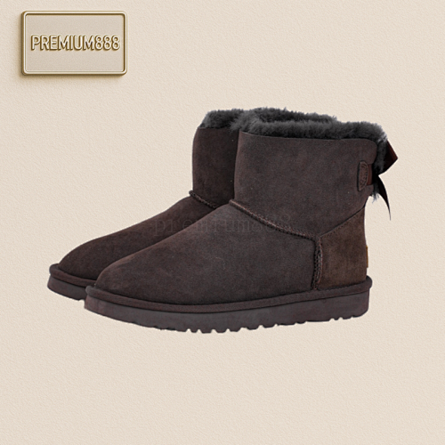 Ugg Bailey Mini Bow Sheepskin One-piece Snow Boots For Women