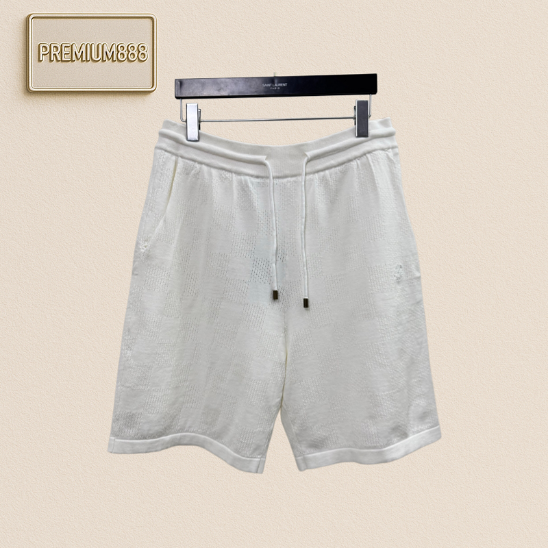 1v Louis 26ss Letter Embroidered Check Padded Knitted Shorts