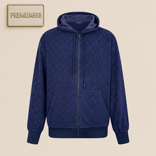 Louis Vuitton Full-printed Looped Fabric Zipper Jacket