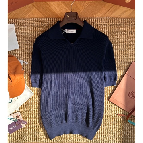 Brunello Cucinelli - Simple Ribbed Knit Short-Sleeved Polo Shirt