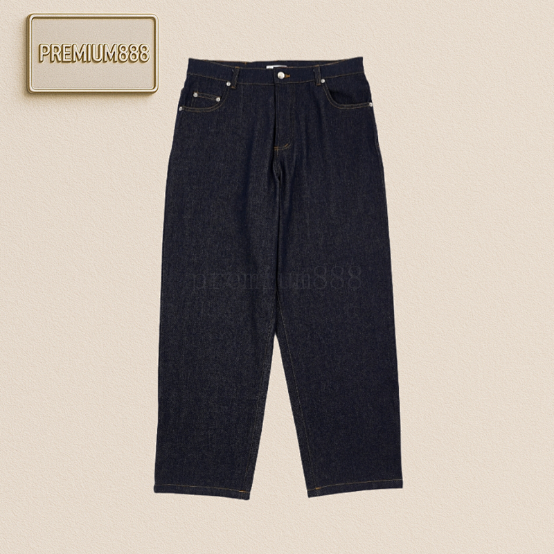 CD 25Fw D Orange Leather Label Blue Twill Denim Trousers