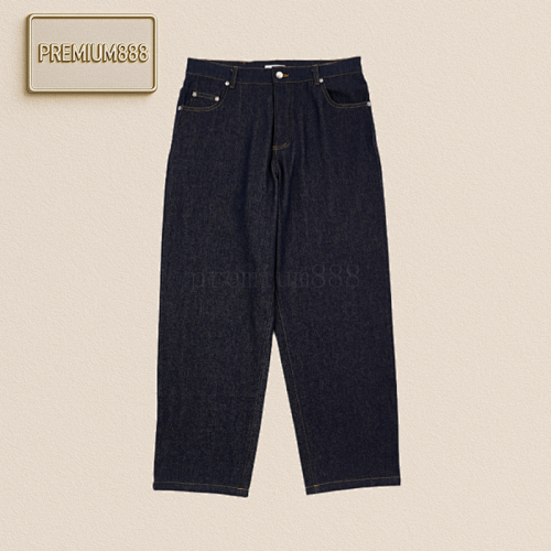 CD 25Fw D Orange Leather Label Blue Twill Denim Trousers
