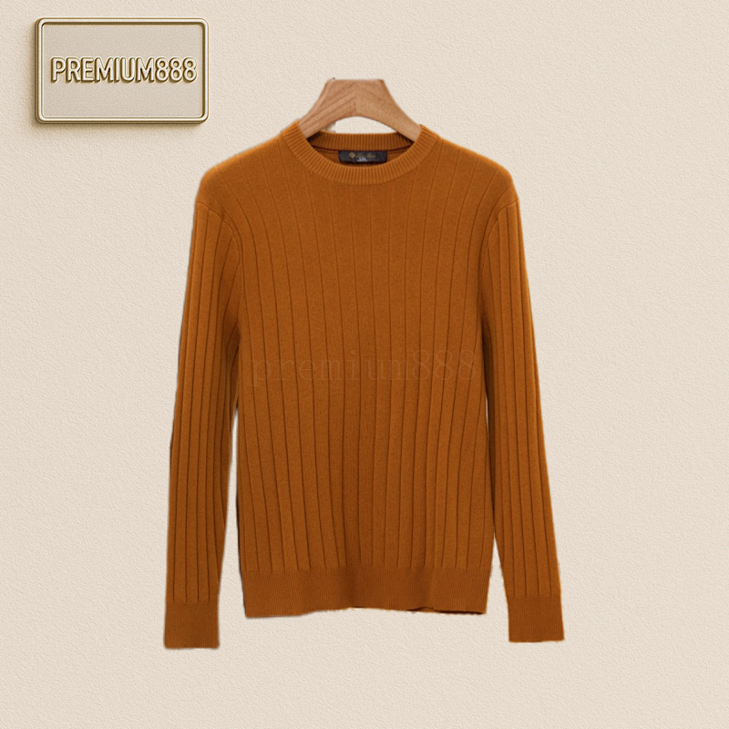 LP Loro Piana Classic Men 's Round-neck Woolen Knitted Sweater Classic Men' S Wide-striped