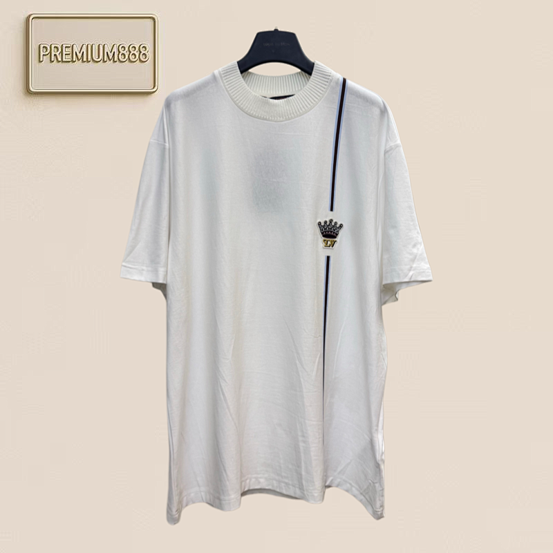 Louis Logo Crown Vertical Stripe Short-sleeved T-shirt