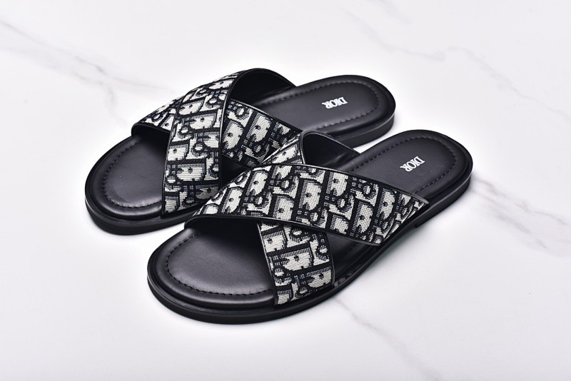 Dior Alias Oblique Footprint Slippers Men's Shoes Beige