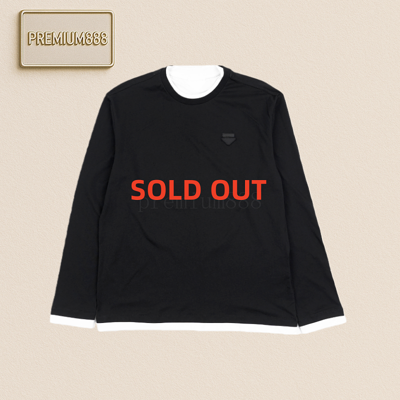 Prd 25Fw Horizontal And Triangular Label Fake Two Long-sleeved Pieces