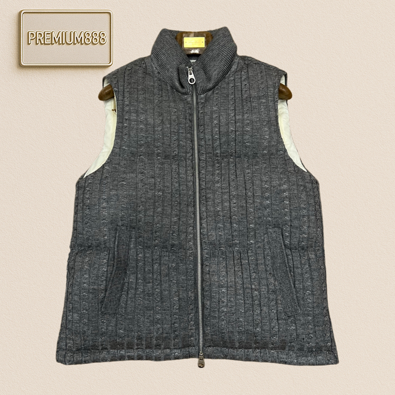 Loro Piana No. Yoo Pianya Plaid Knitted V-Neck Down Jacket
