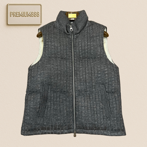 Loro Piana No. Yoo Pianya Plaid Knitted V-Neck Down Jacket