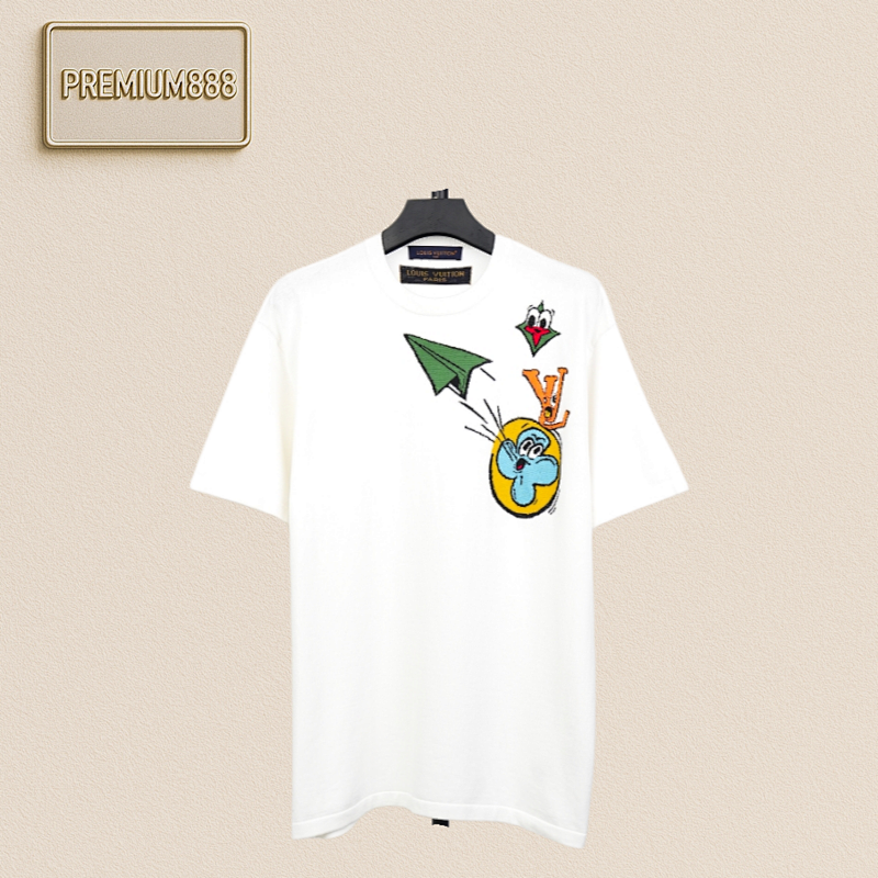 Cartoon Old-fashioned Paper Airplane Jacquard Short-sleeved Shirt