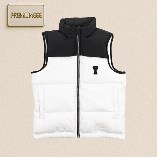 Ami Love Color-Blocking Down Vest White