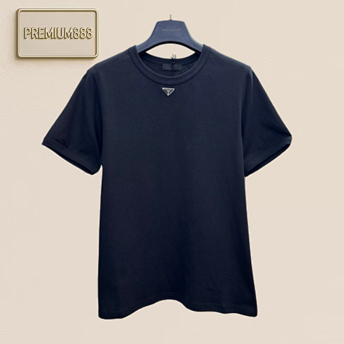 Prada Classic Metal Triangle Logo Short-Sleeved T-Shirt For Women