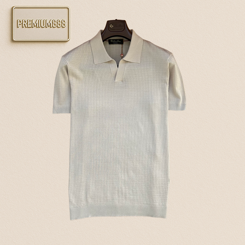 Loro Piana Vertical Stripes Knit Polo Shirt