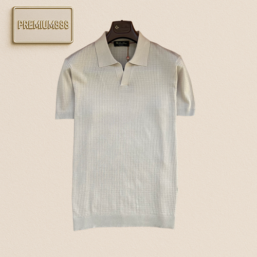 Loro Piana Vertical Stripes Knit Polo Shirt
