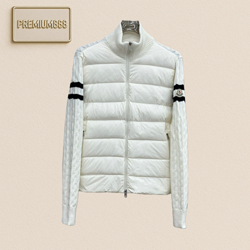 Moncler. Mengkou TB Armband Knitted Patchwork Stand-up Down Jacket