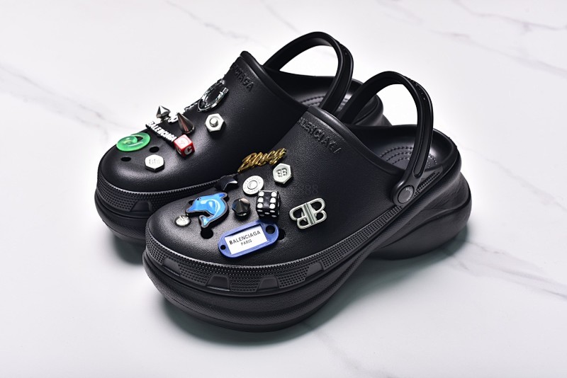 Balenciaga Crocs Round Toe Slippers 5cm Black