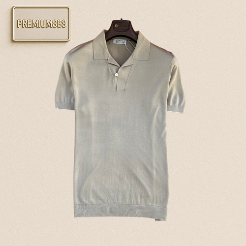 BC Brunello Simple Cuban Collar Casual Knitted Short-Sleeved Polo Shirt