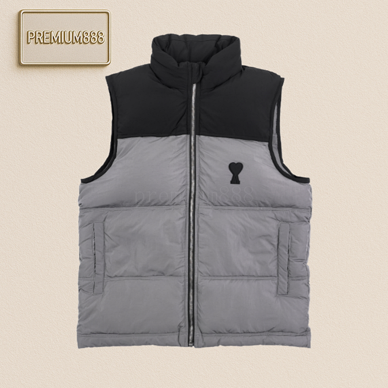 Ami Love Color-Blocking Down Vest Grey