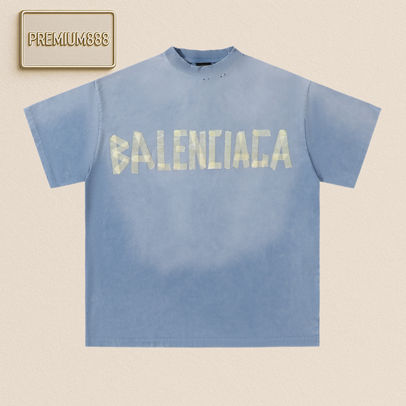 Balenciaga Blcg Paris Modacrylic Tape Washed Vintage Short-Sleeved T-Shirt Xs-Xl In Stock And Ready T