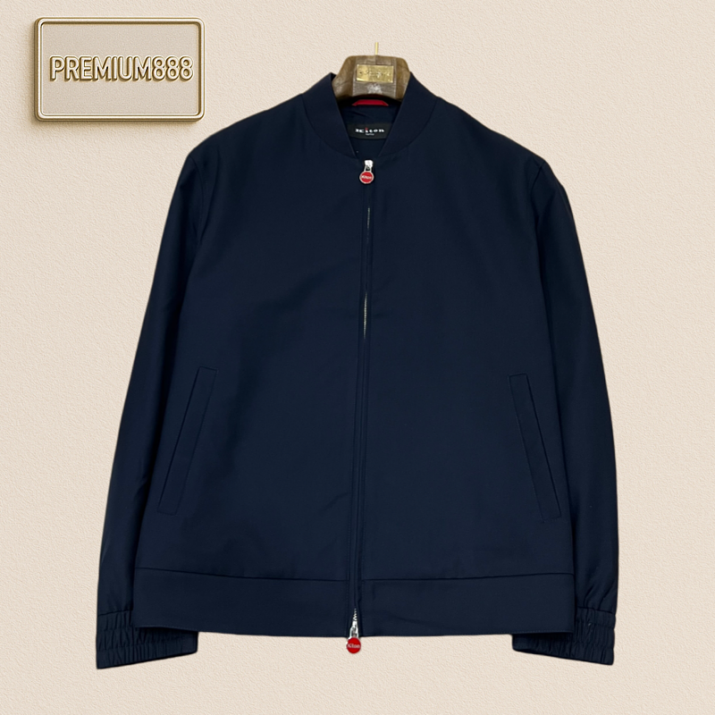 Kiton Red Logo Baseball Neck Casual Pilot Jacket