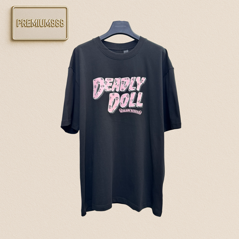 Cross-shaped Letter Printed Short-sleeved T-shirt For Crocin Powder Girls