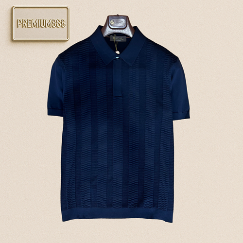 Loropiana Classic Texture Knit Polo Shirt