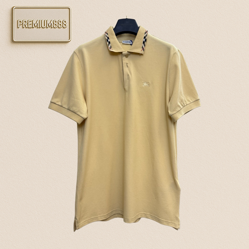 Burberry Small Logo Embroidered Checkered Collar Polo Shirt Short Sleeves