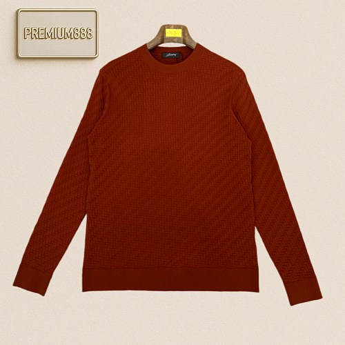 Brioni Briooni Vertical Holes Round Neck Casual Long-Sleeved Knit Shirt