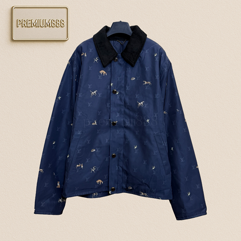 1v Louis Corduroy Lapel Animal Print Jacket