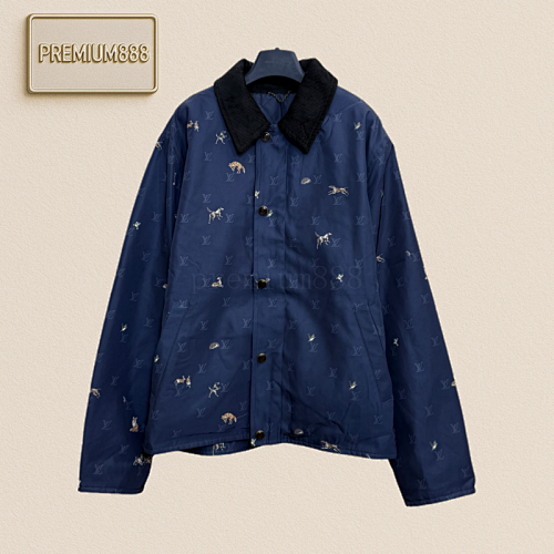1v Louis Corduroy Lapel Animal Print Jacket